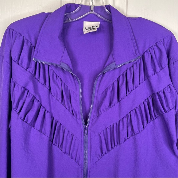 Vintage Teddi Sport Purple Lightweight Jacket Shoulder Pads NWT Sz M - Picture 2 of 12